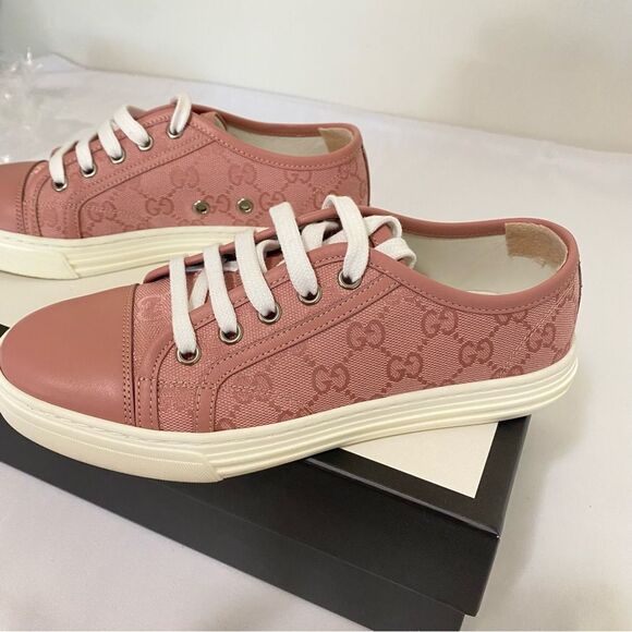 GUCCI Pink Canvas GG Low Top Sneakers - Picture 7 of 15